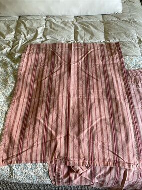 Vintage 4 Striped Pink and Green Curtains. Striped outside, floral inside. 36x30